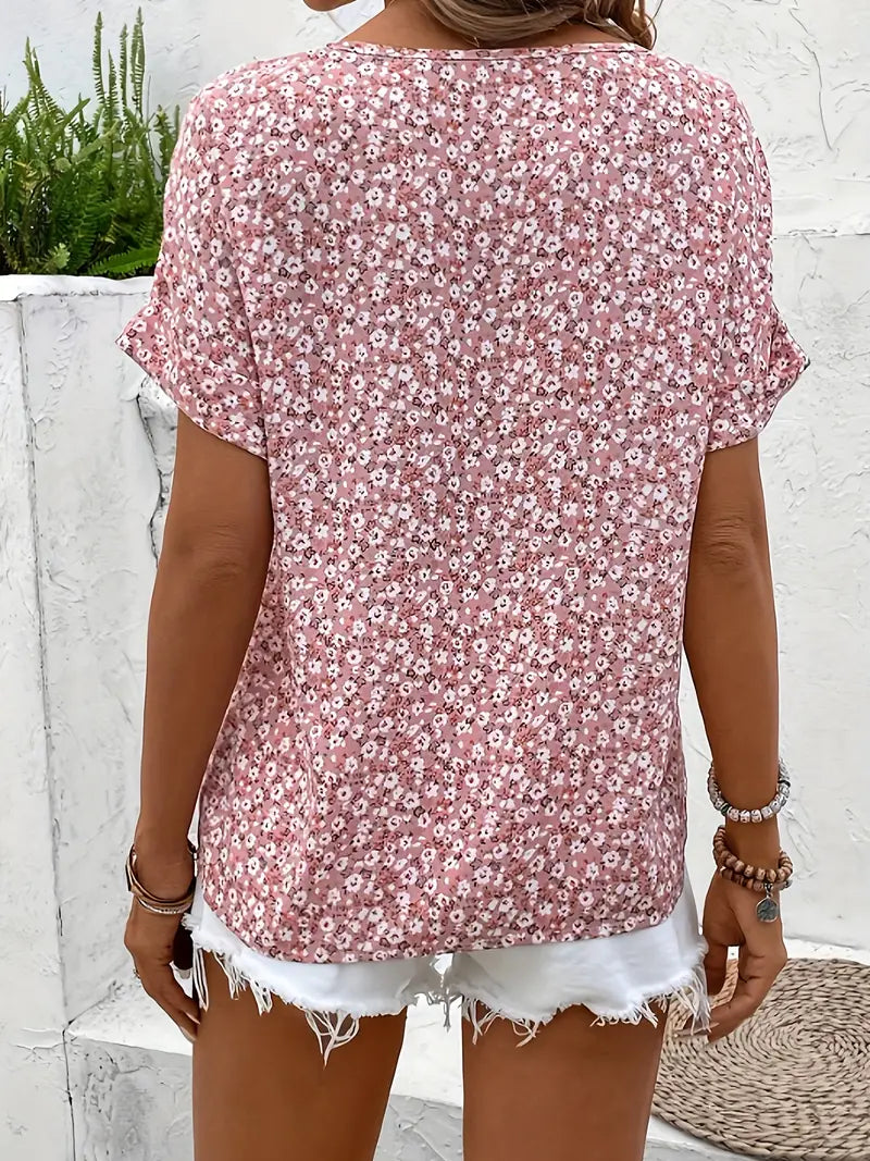 Lila Floral Button Casual Blouse – Women’s fashion piece