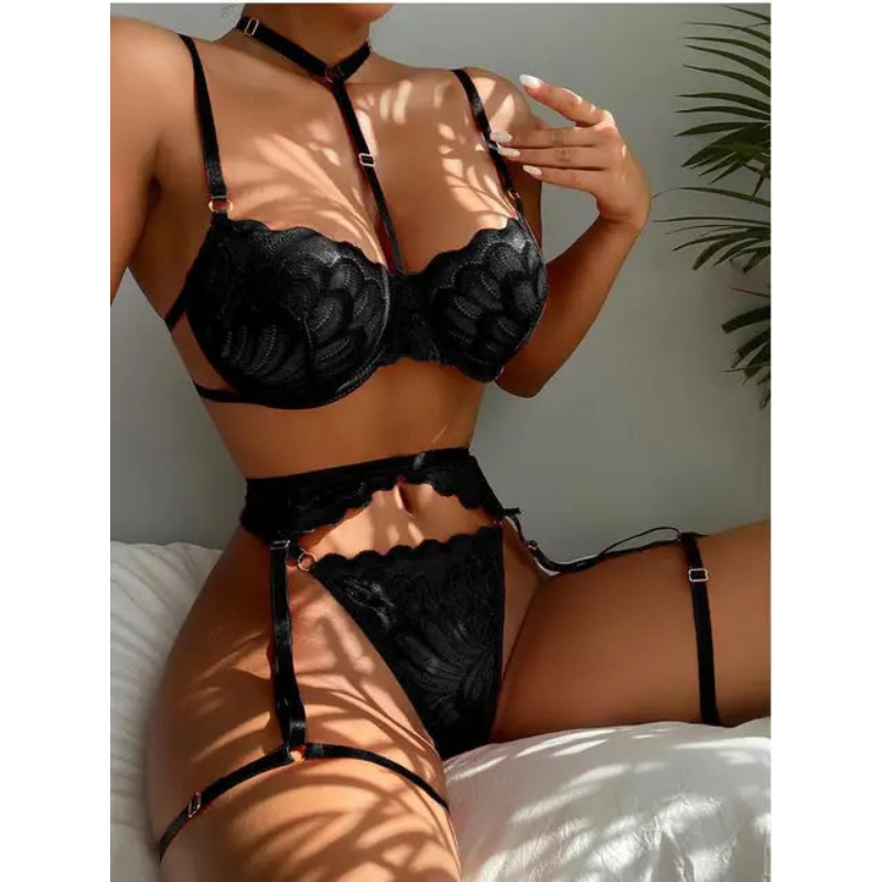 Maisyn 3 Piece French Lace Lingerie Set – Women’s fashion piece