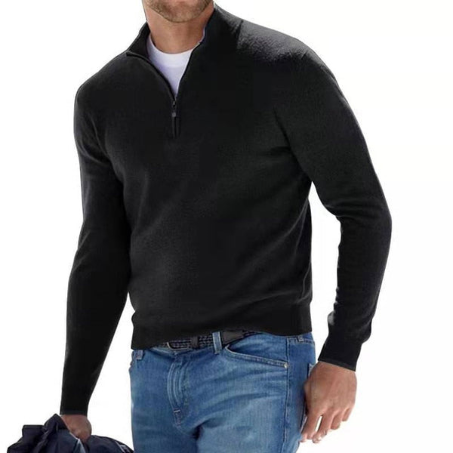 Ford™ - Merino V-neck Sweater with Zipper