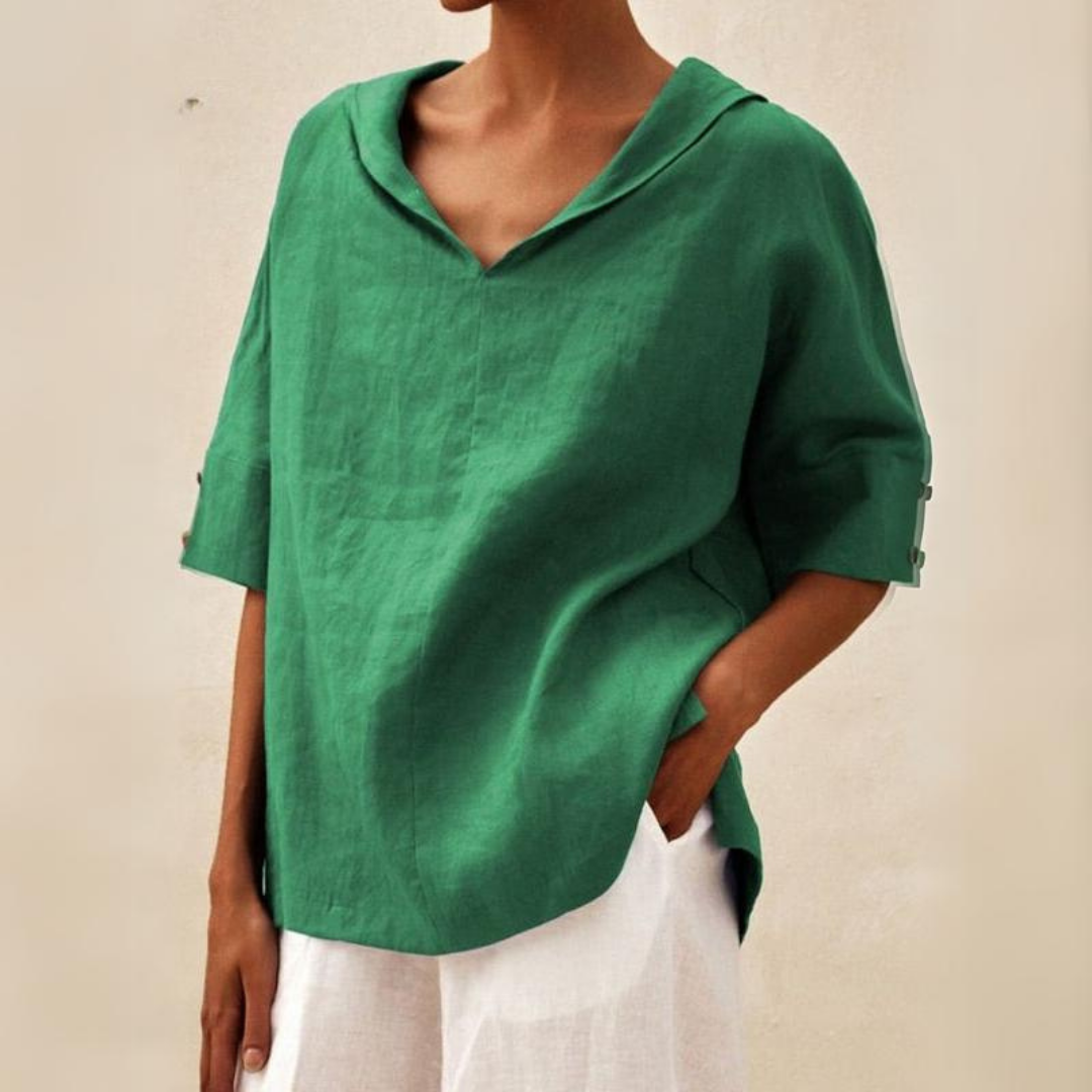 Lilia Elegant V Neck Work Pullover Top – Women’s fashion piece