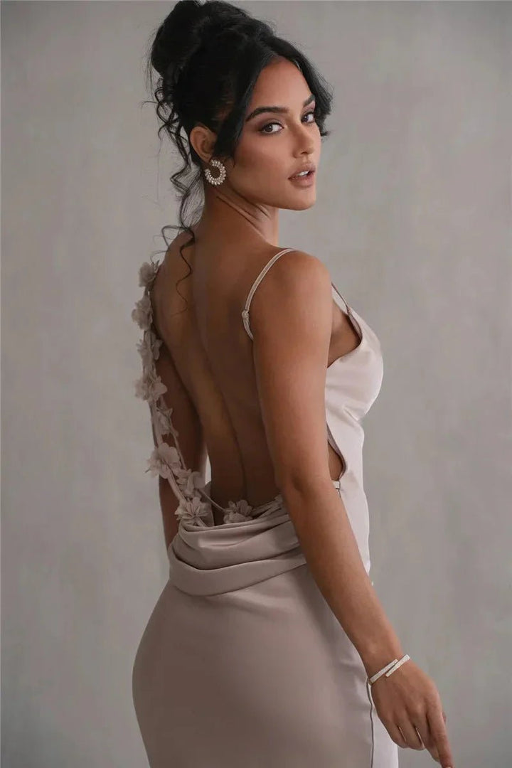 Nina™ Luxurious Silk Party Dress With Ruffles