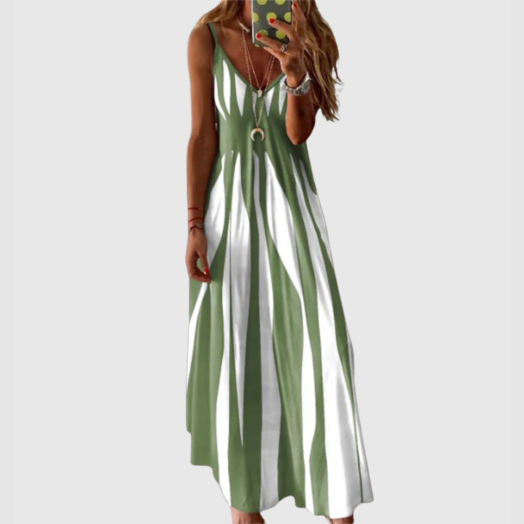Ariella Chic Sleeveless Striped Maxi Dress