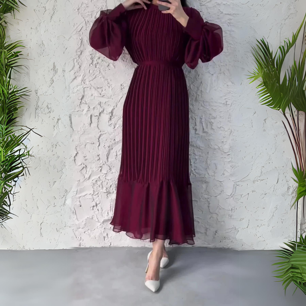 Cami Chic French Fall Mesh Accented Evening Gown