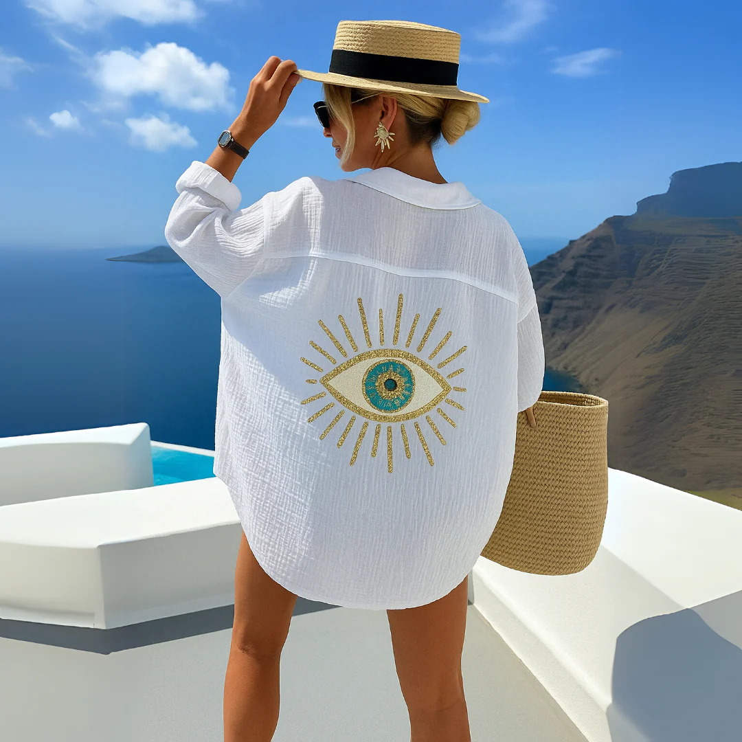 Santorini Eye Linen Shirt – Women’s fashion piece
