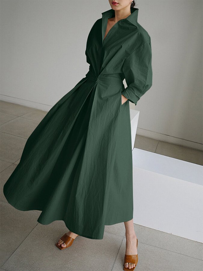 Brynn Chic Polo Collar A Line Swing Dress