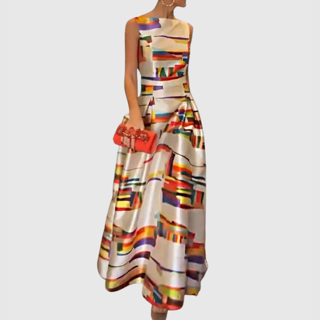 Ashlynn Chic O Neck Pleated Sleeveless Evening Dress – Women’s fashion piece