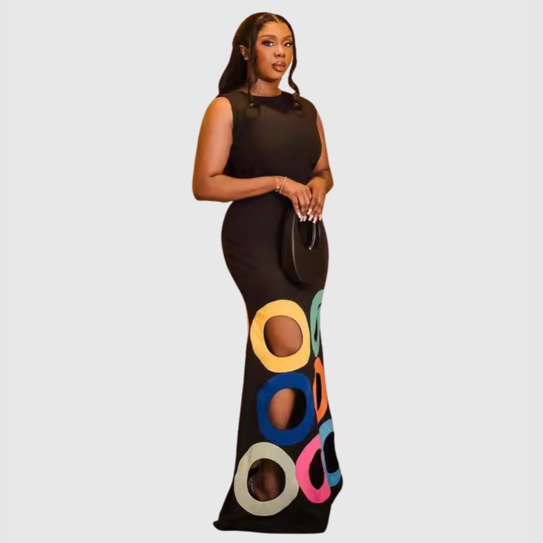 Anya Colorful Hollow Out Bodycon Maxi Dress – Women’s fashion piece