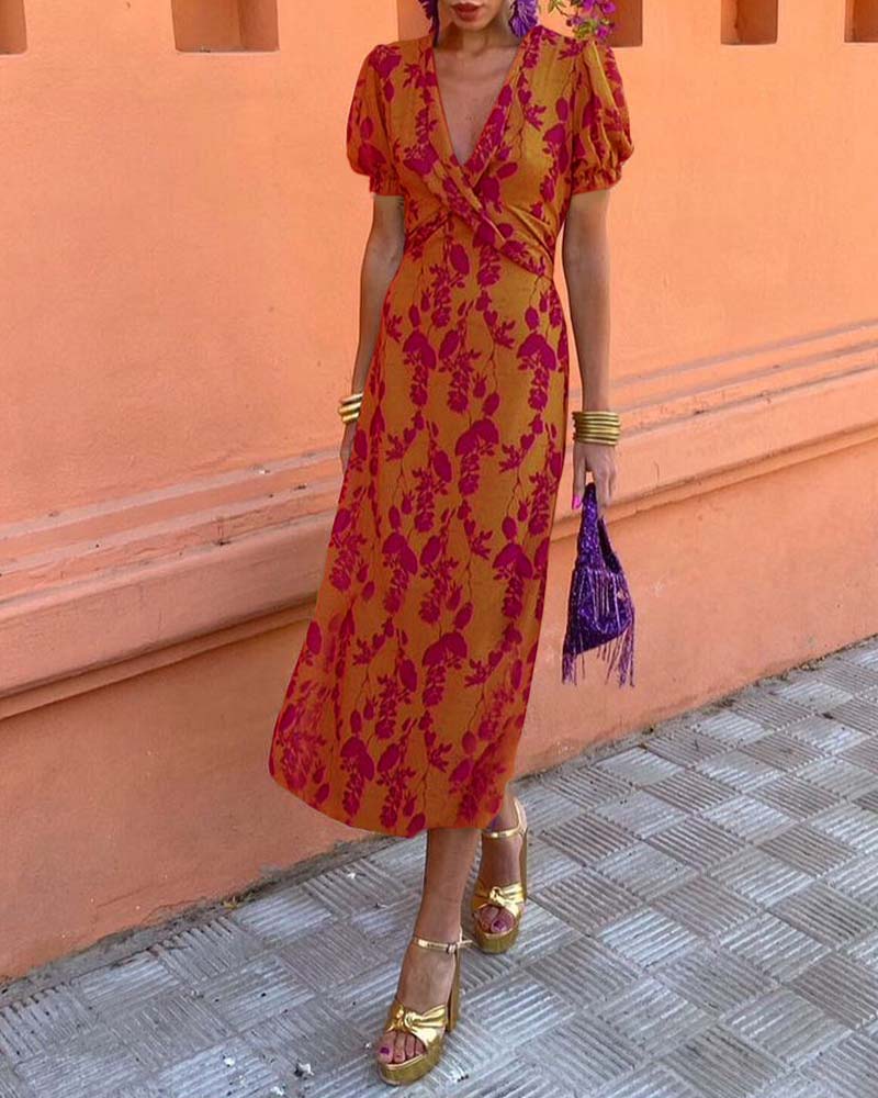 Angelina Stunning V Neck Midi Dress