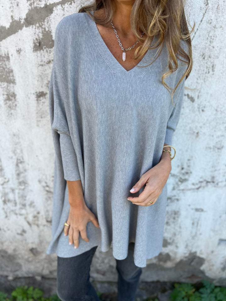 Cherry Oversized V Neck Knit Pullover