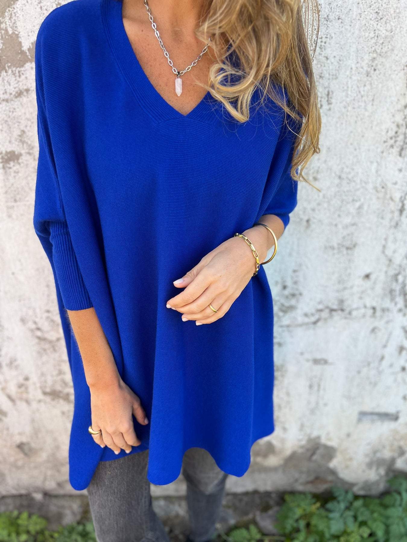 Cherry Oversized V Neck Knit Pullover