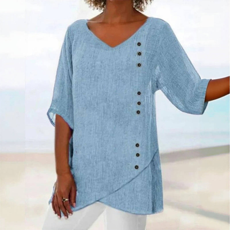 Lana – Button Detail Drape Tunic – Women’s fashion piece