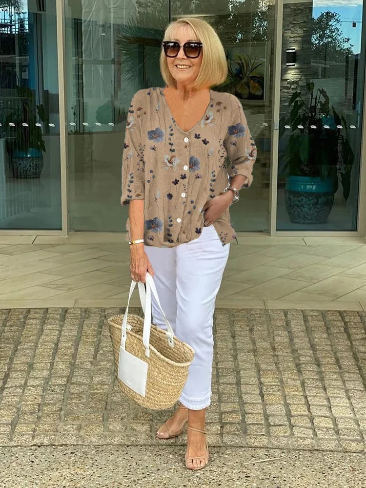 Marian Floral Button Blouse
