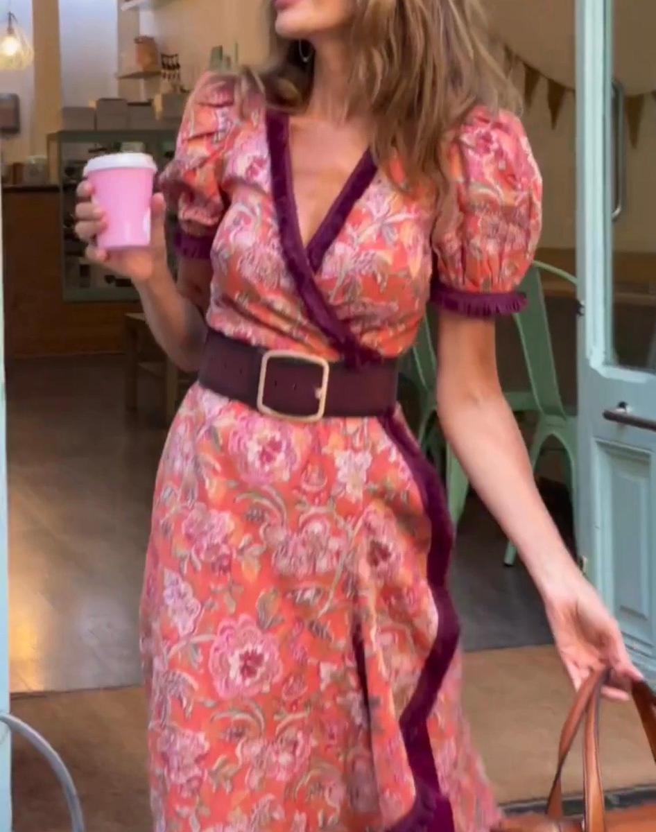Elegant Pink Short Sleeve Maxi Dress – Women’s fashion piece