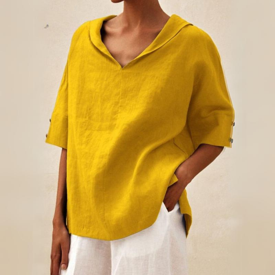 Lilia Elegant V Neck Work Pullover Top