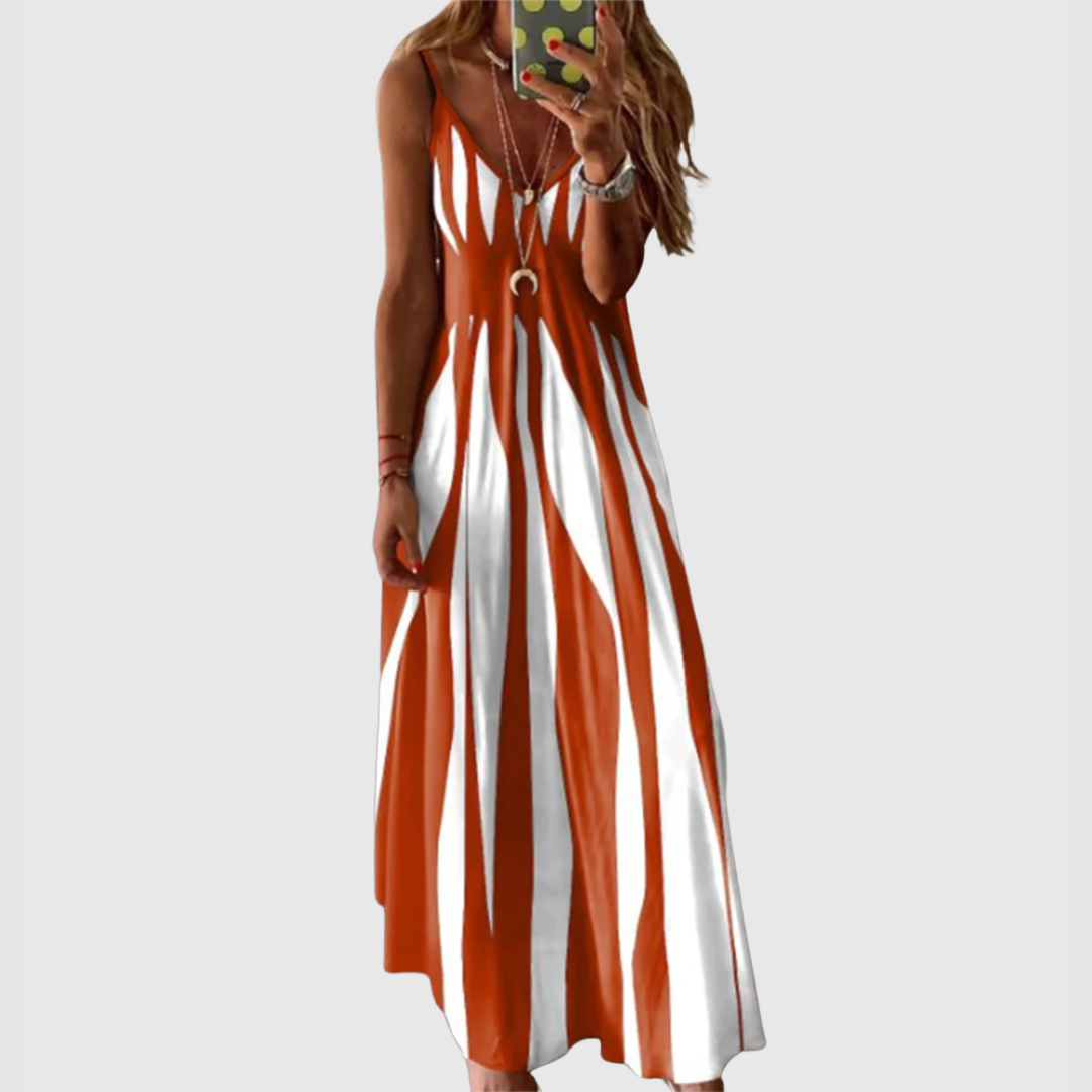 Ariella Chic Sleeveless Striped Maxi Dress