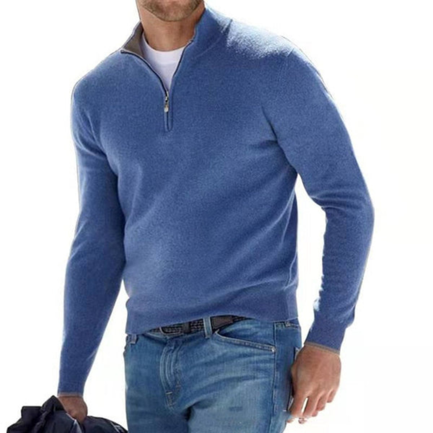 Ford™ - Merino V-neck Sweater with Zipper