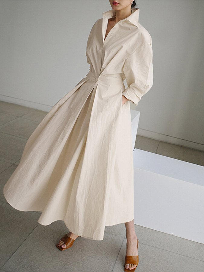 Brynn Chic Polo Collar A Line Swing Dress