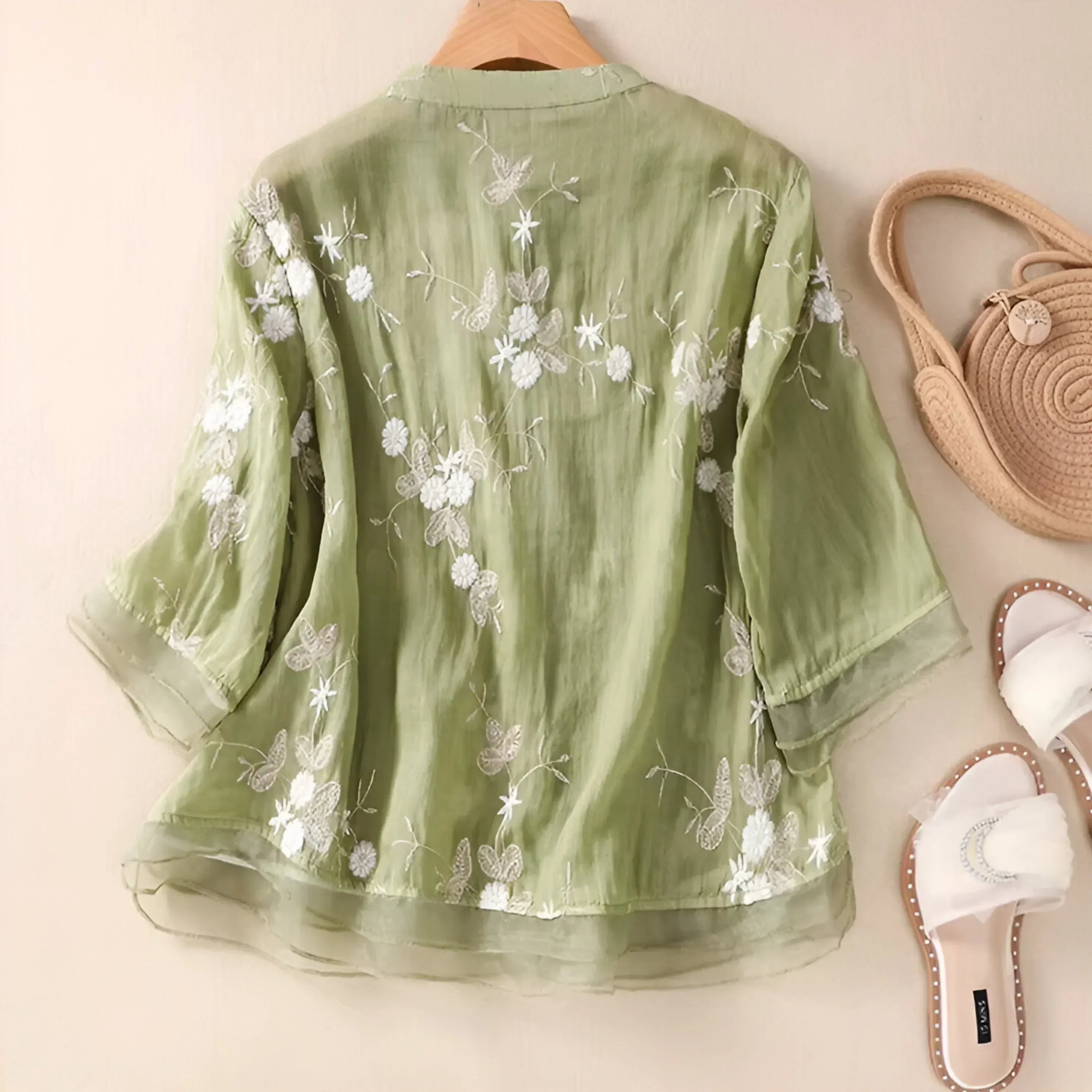 Celeste Embroidered Cotton Blouse