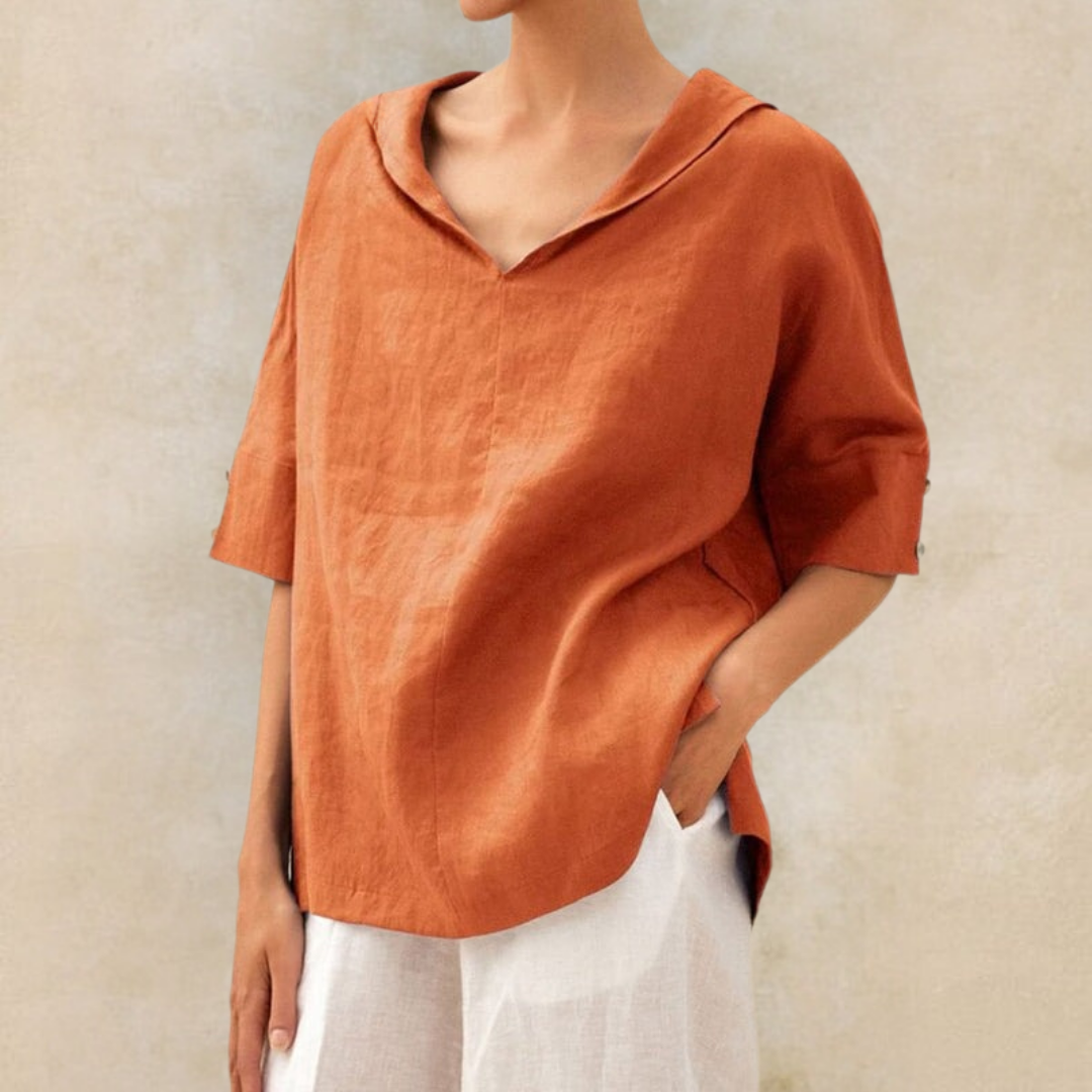 Lilia Elegant V Neck Work Pullover Top – Women’s fashion piece