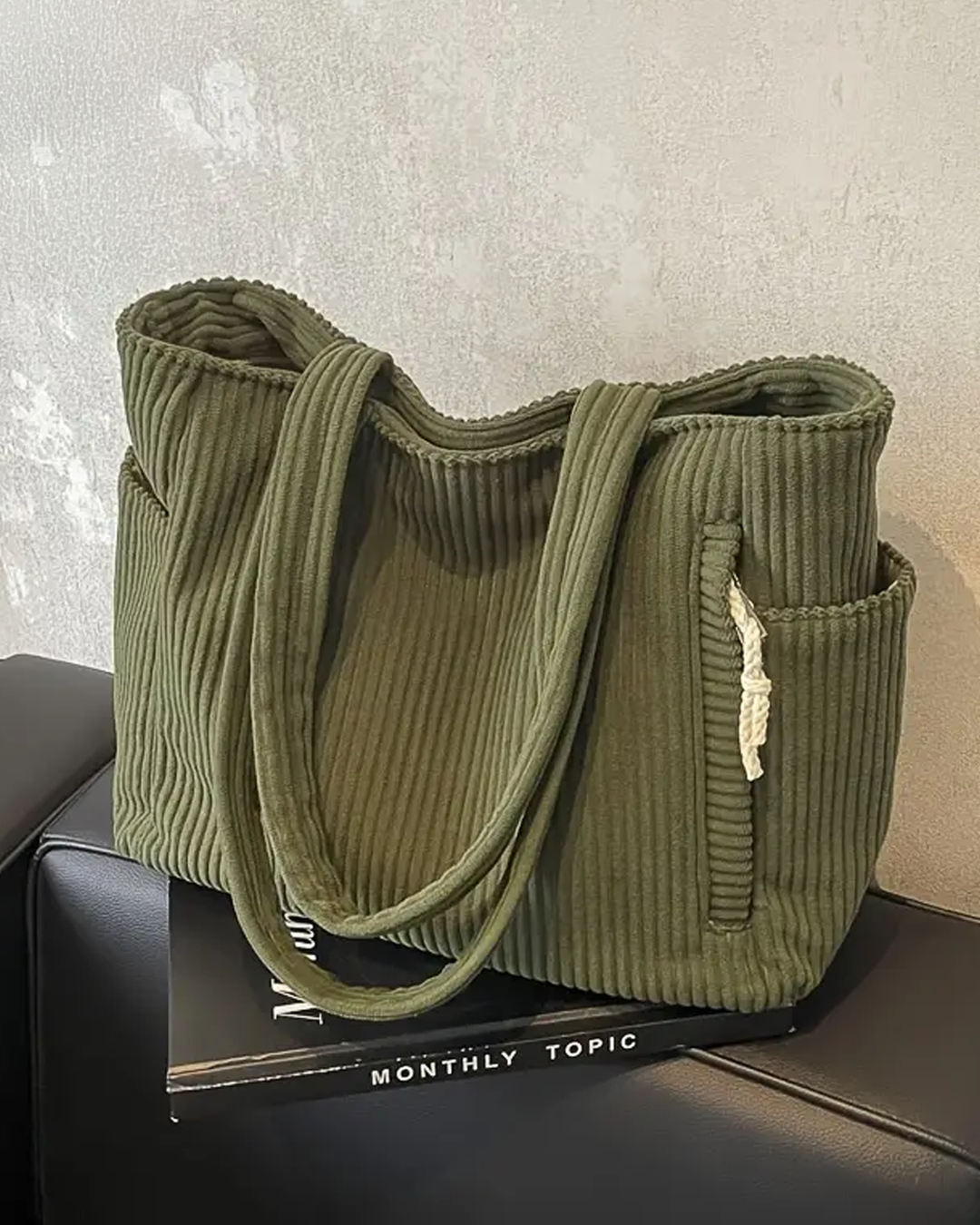 Tilda – Ribbed Tote Bag With Cord Detail – Women’s fashion piece