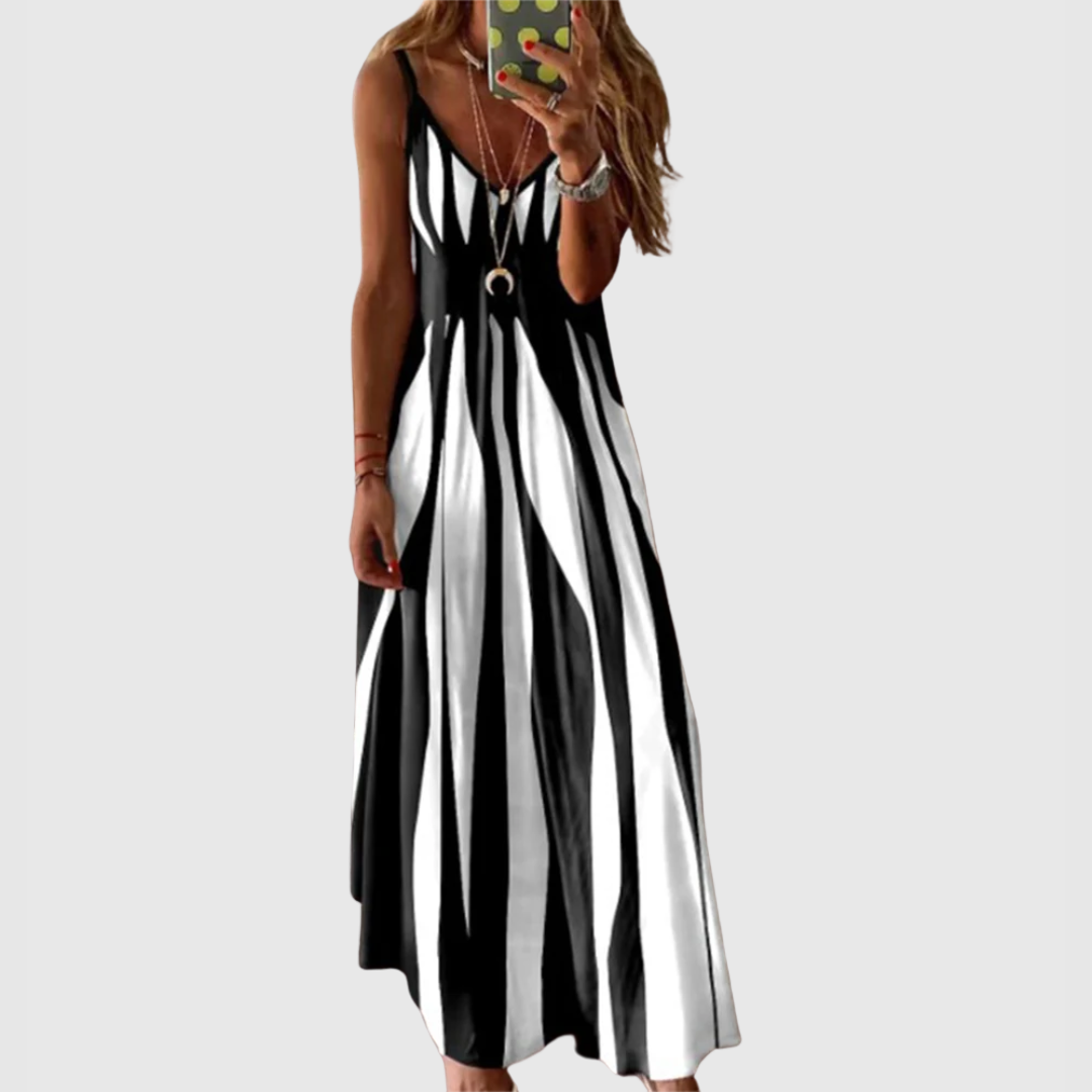 Ariella Chic Sleeveless Striped Maxi Dress