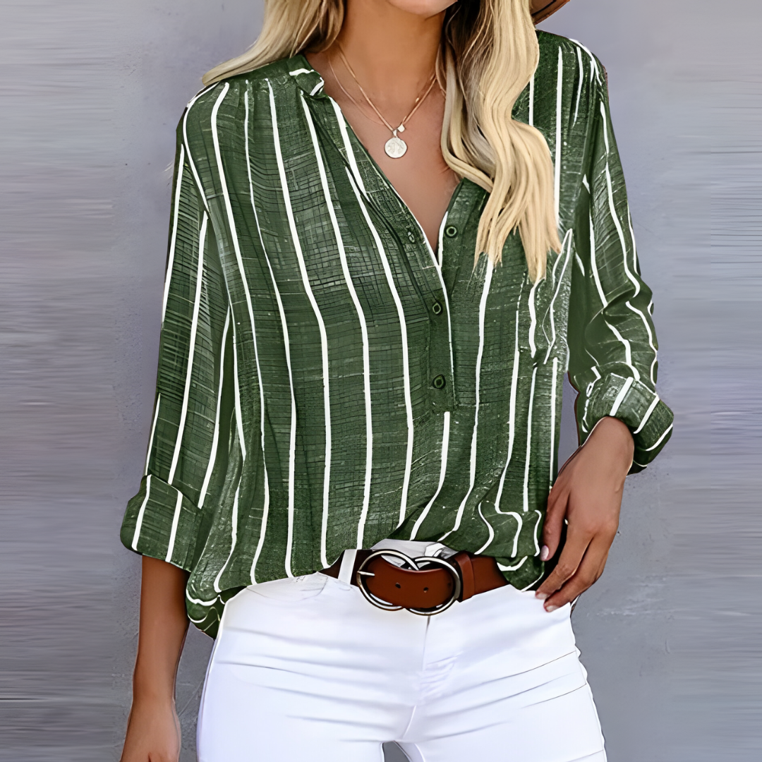 Sasha Vertical Stripe Button Blouse