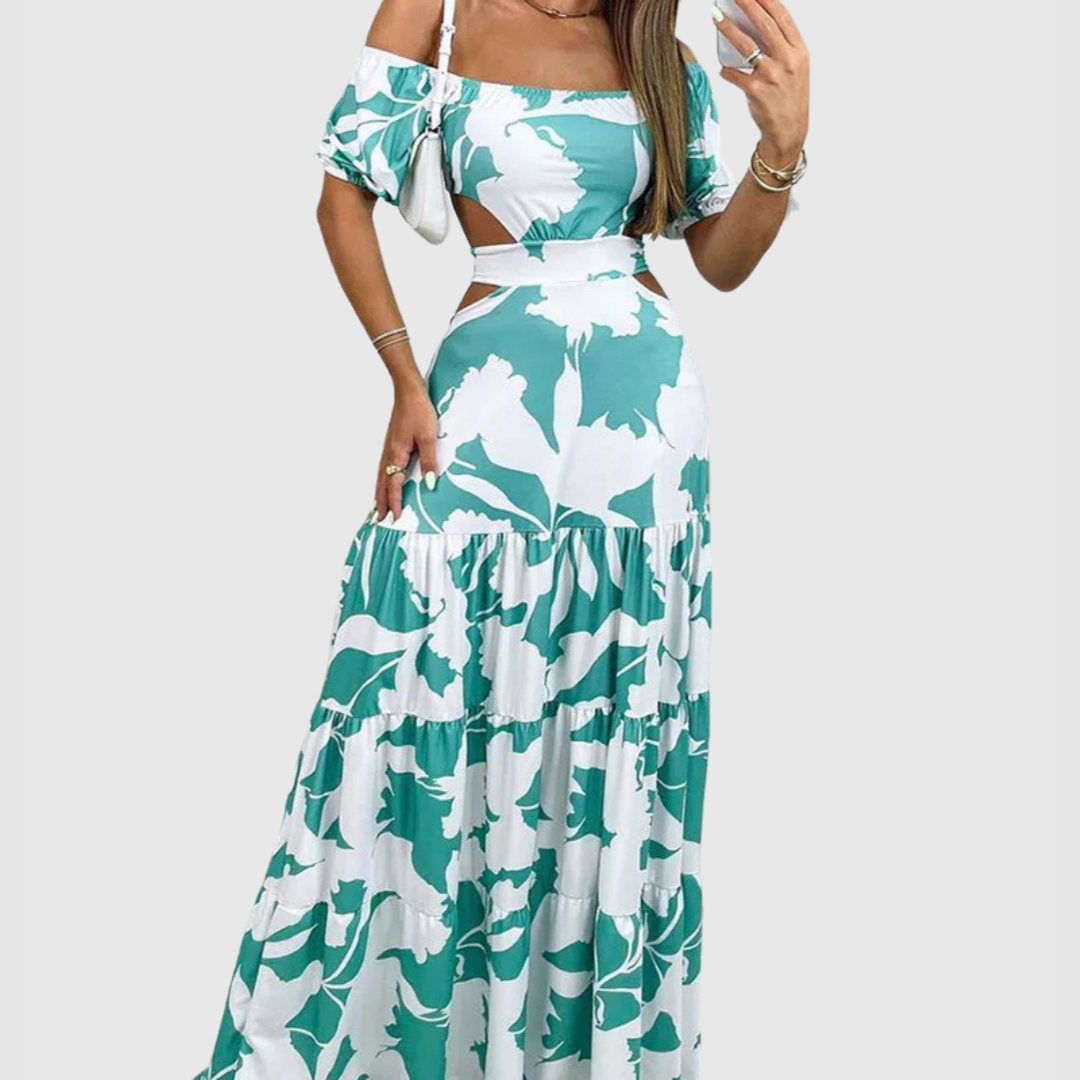 Arden Elegant Irregular Grain Cut Out Style Midi Dress