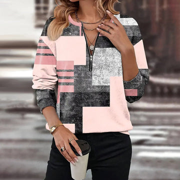 Maya Abstract Zip Pullover – Women’s fashion piece