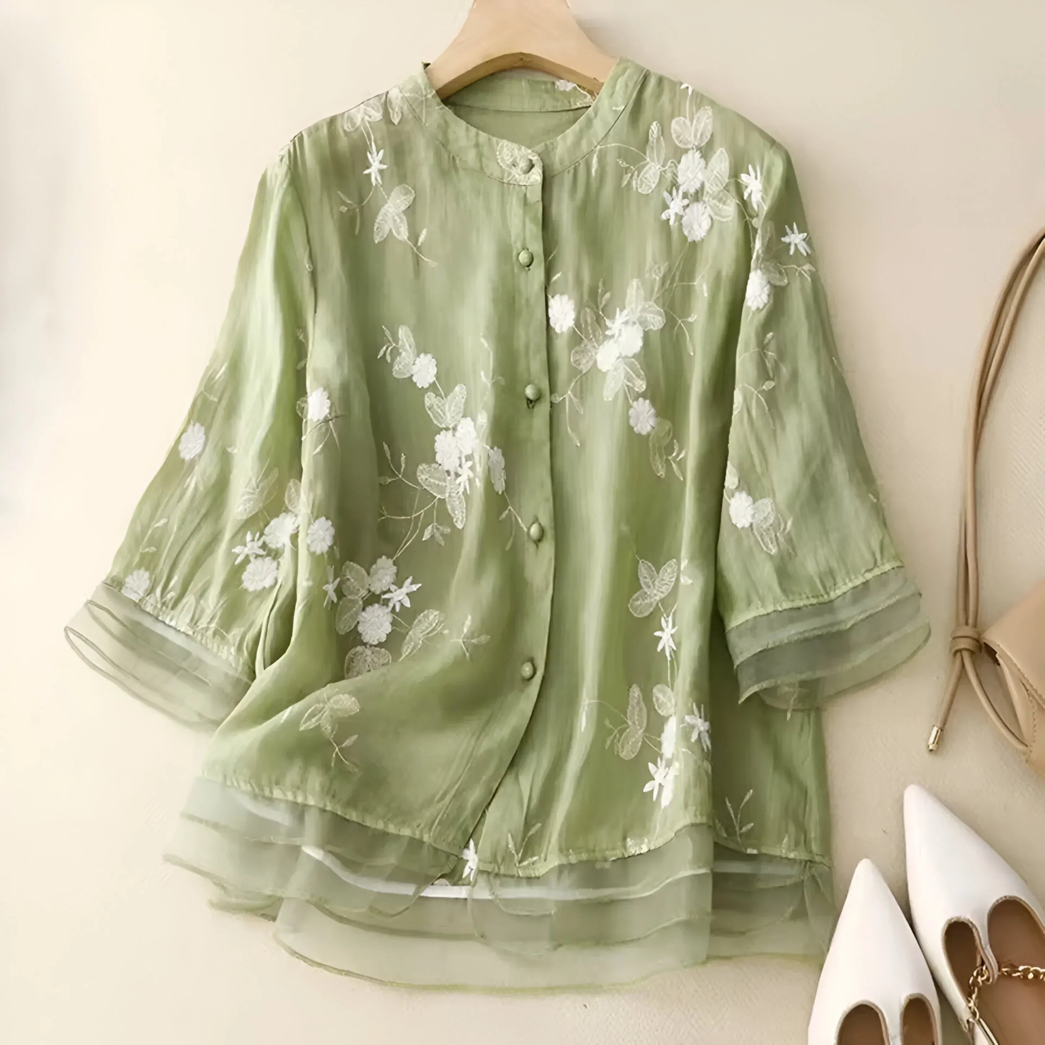 Celeste Embroidered Cotton Blouse