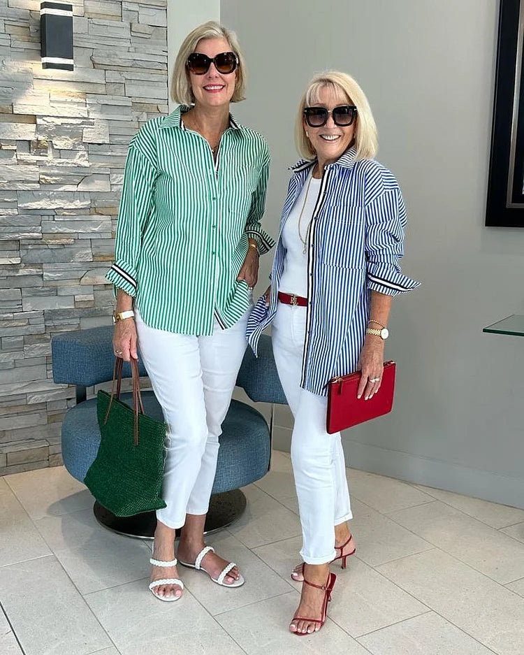 Camila Chic Striped Button Down Shirt