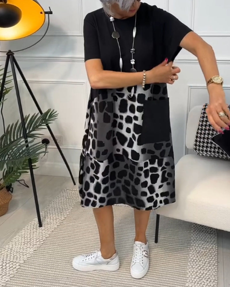 Allison Stylish Short Sleeve Leopard Print Midi Dress – Women’s fashion piece