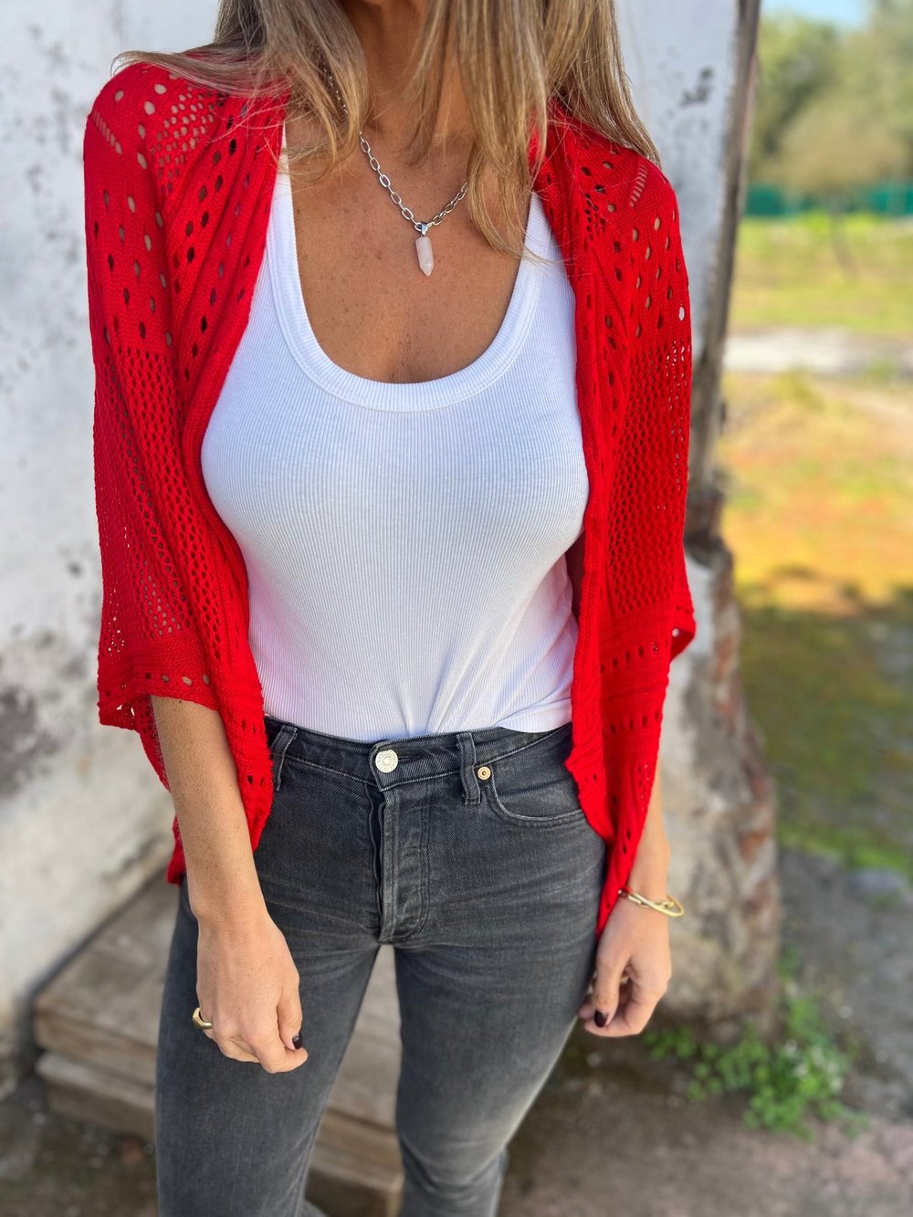Lina Open Knit Cropped Cardigan