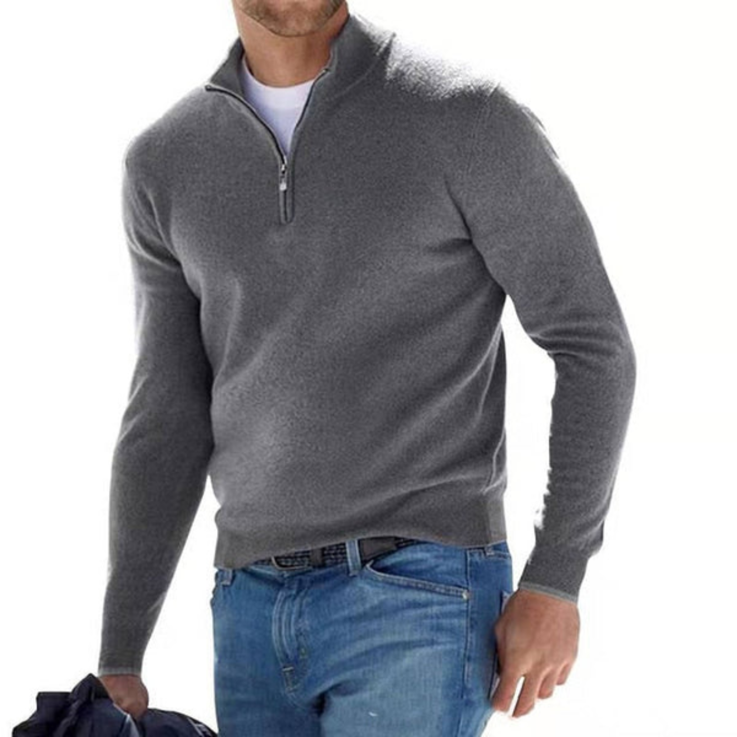Ford™ - Merino V-neck Sweater with Zipper