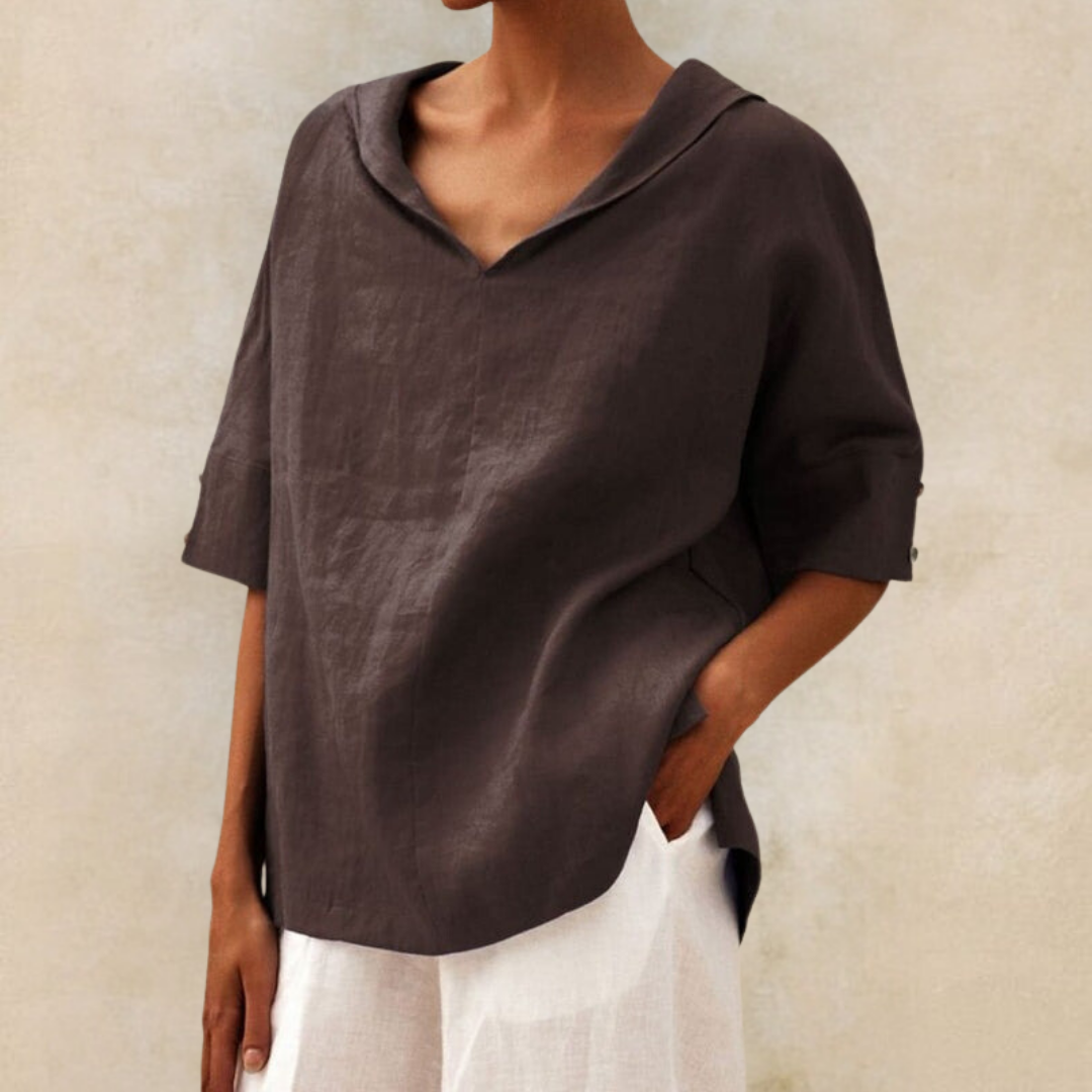 Lilia Elegant V Neck Work Pullover Top