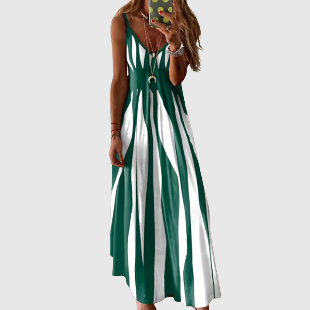 Ariella Chic Sleeveless Striped Maxi Dress
