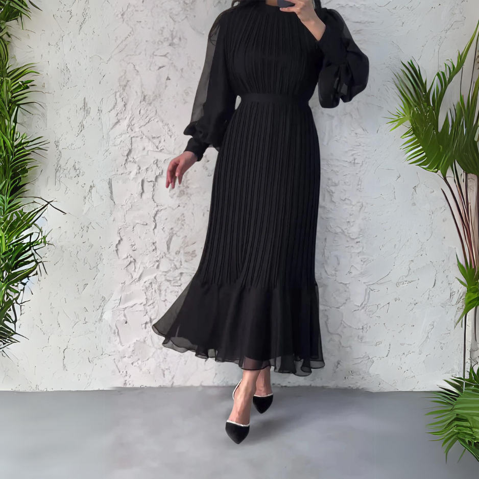 Cami Chic French Fall Mesh Accented Evening Gown