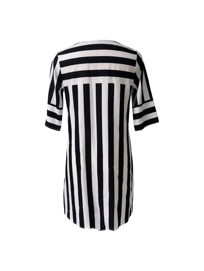 Faith Casual Striped Dress With Notched Neckline