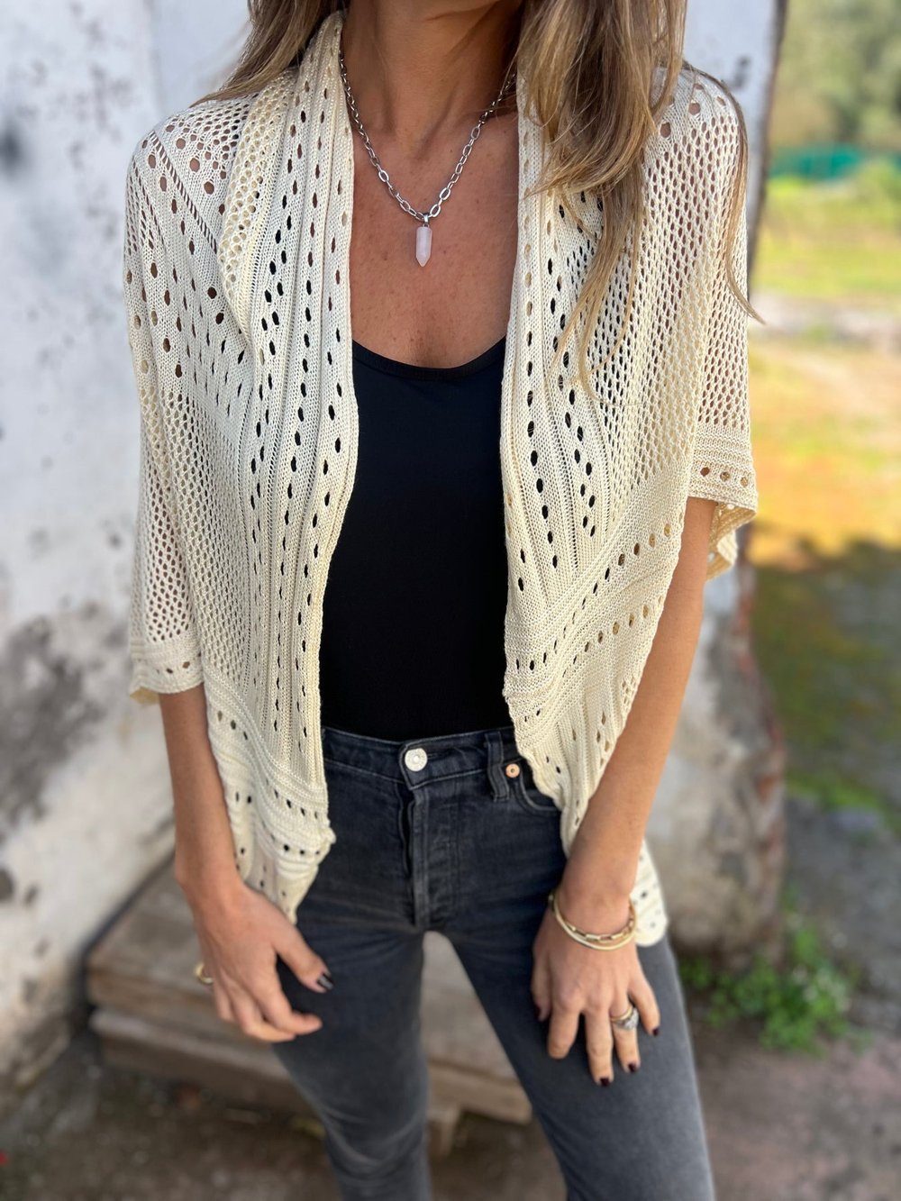 Lina Open Knit Cropped Cardigan