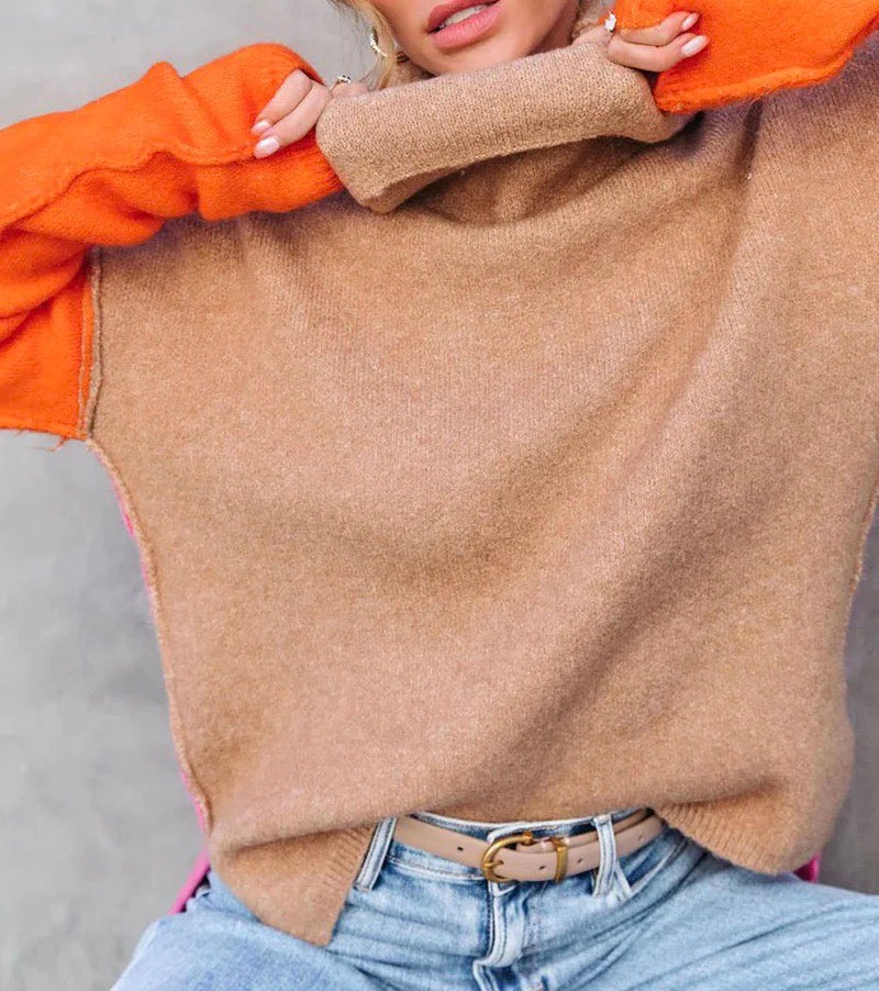 Cheryl | Women's Color Block Turtleneck