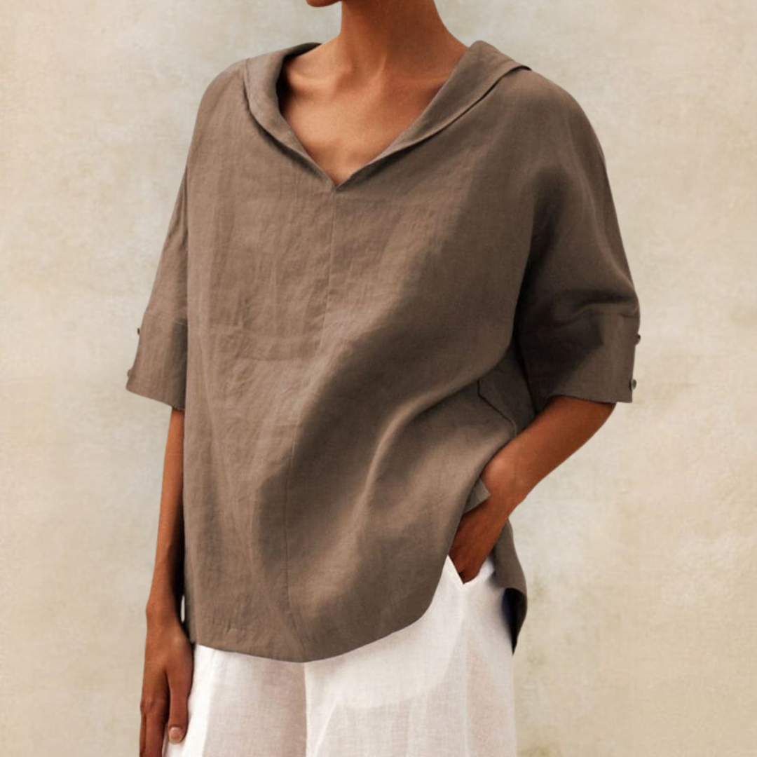 Lilia Elegant V Neck Work Pullover Top