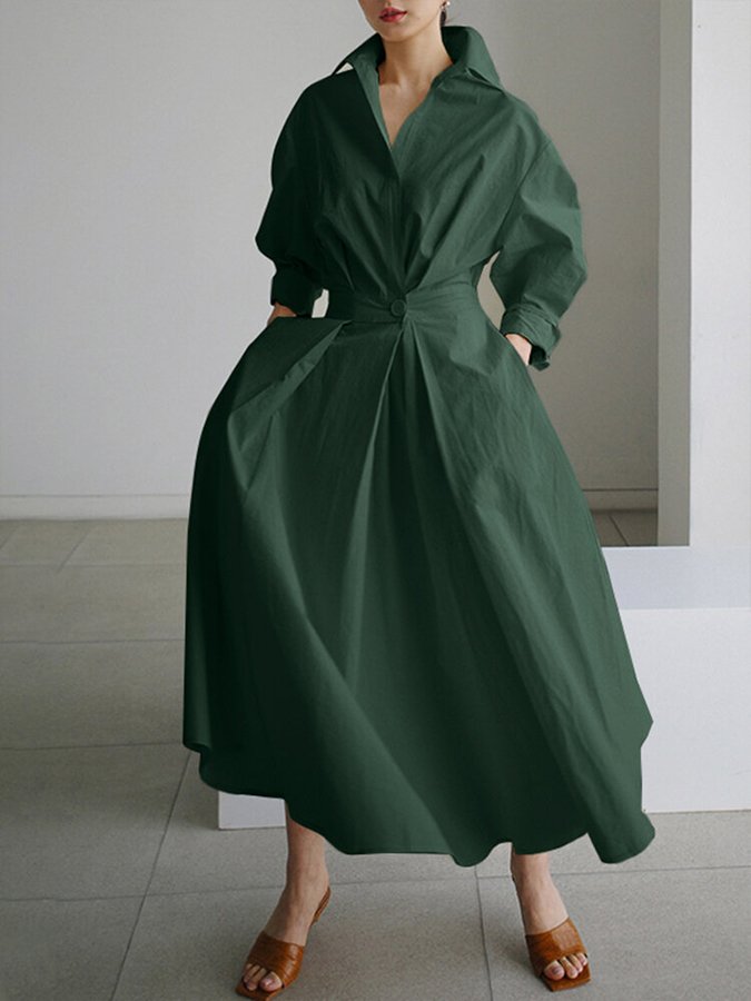 Brynn Chic Polo Collar A Line Swing Dress