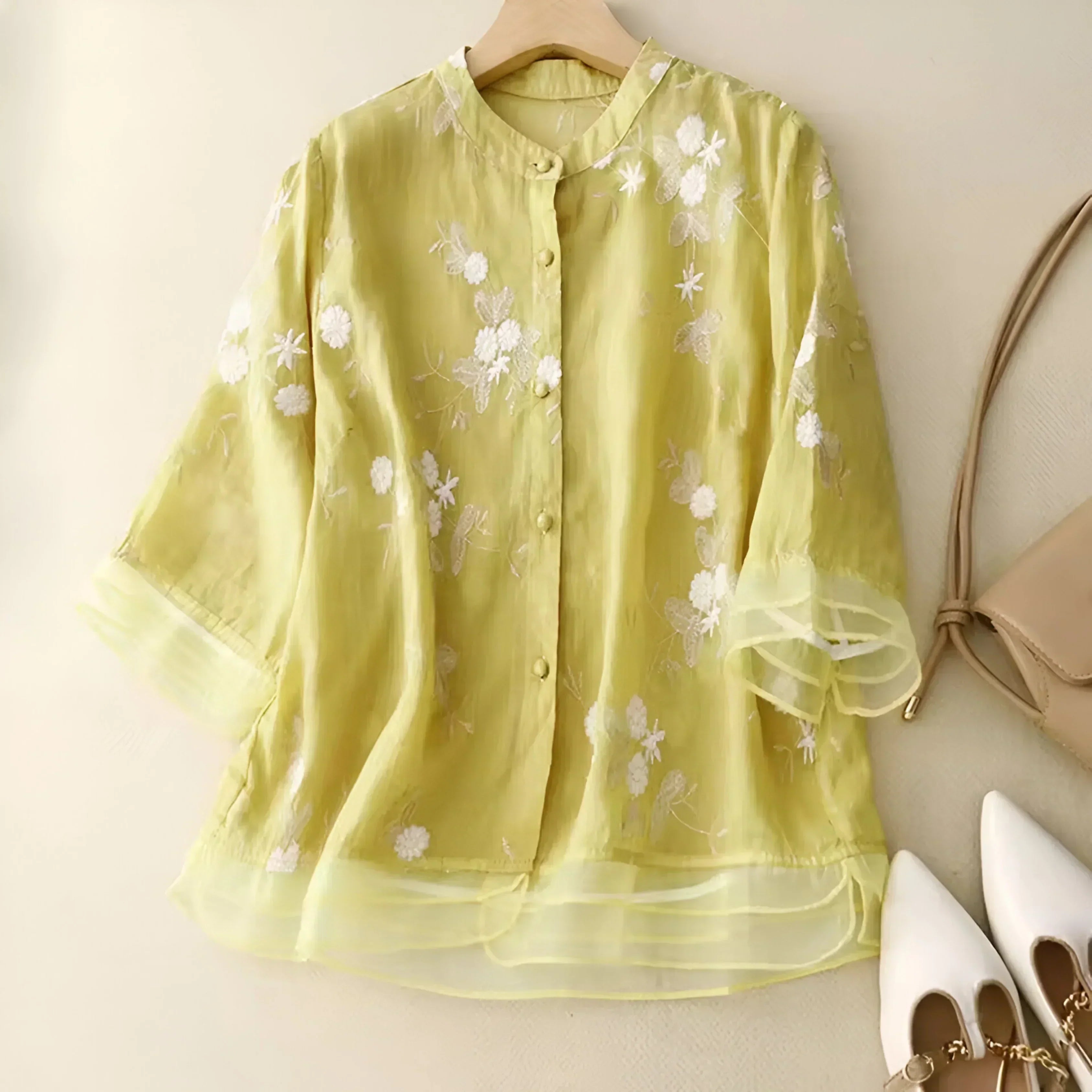 Celeste Embroidered Cotton Blouse