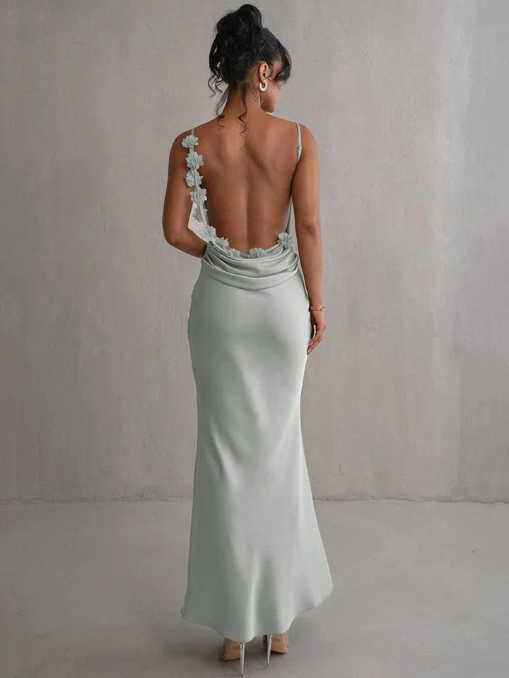 Nina™ Luxurious Silk Party Dress With Ruffles