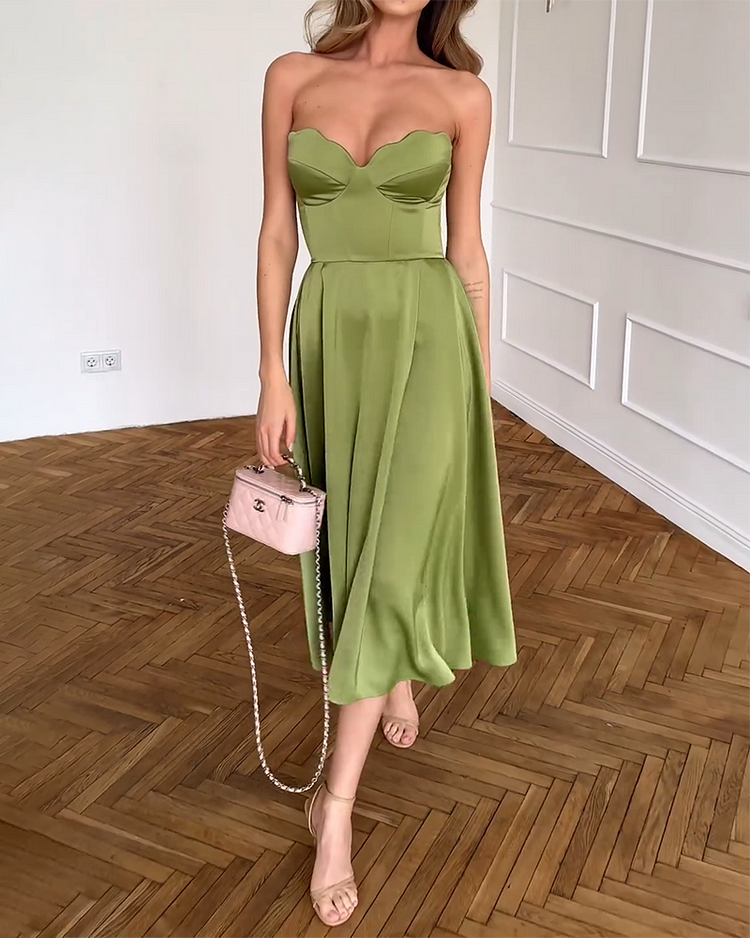 Bianca Chic Strapless Midi Dress – Women’s fashion piece