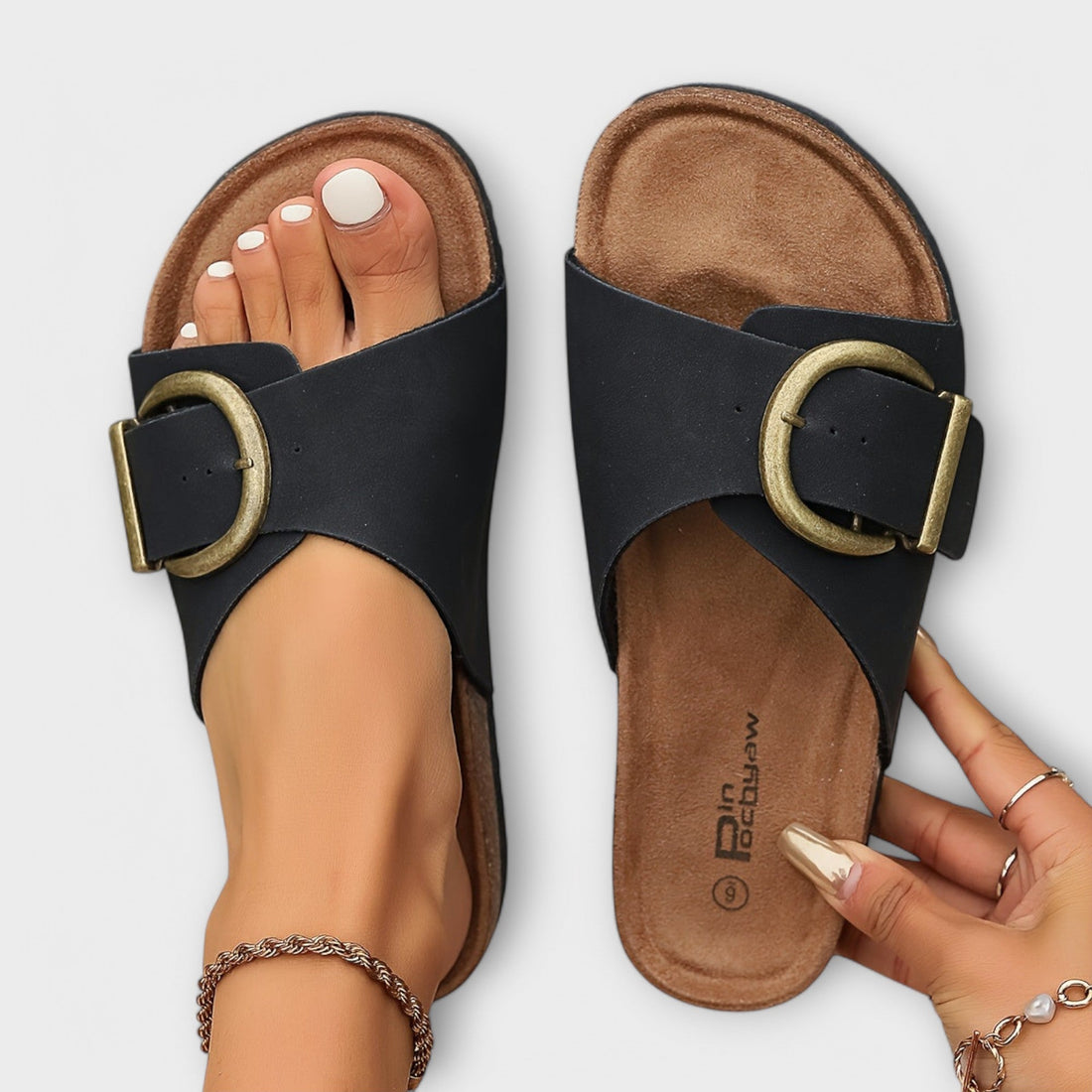 Margie | Women's Buckle Strap Cork Sandals – Women’s fashion piece