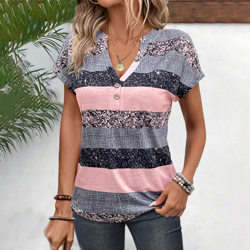 Luna Striped Button Tee – Women’s fashion piece