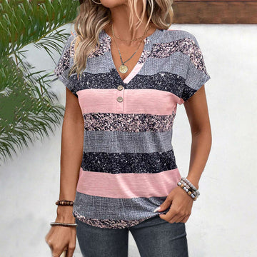Luna Striped Button Tee – Women’s fashion piece