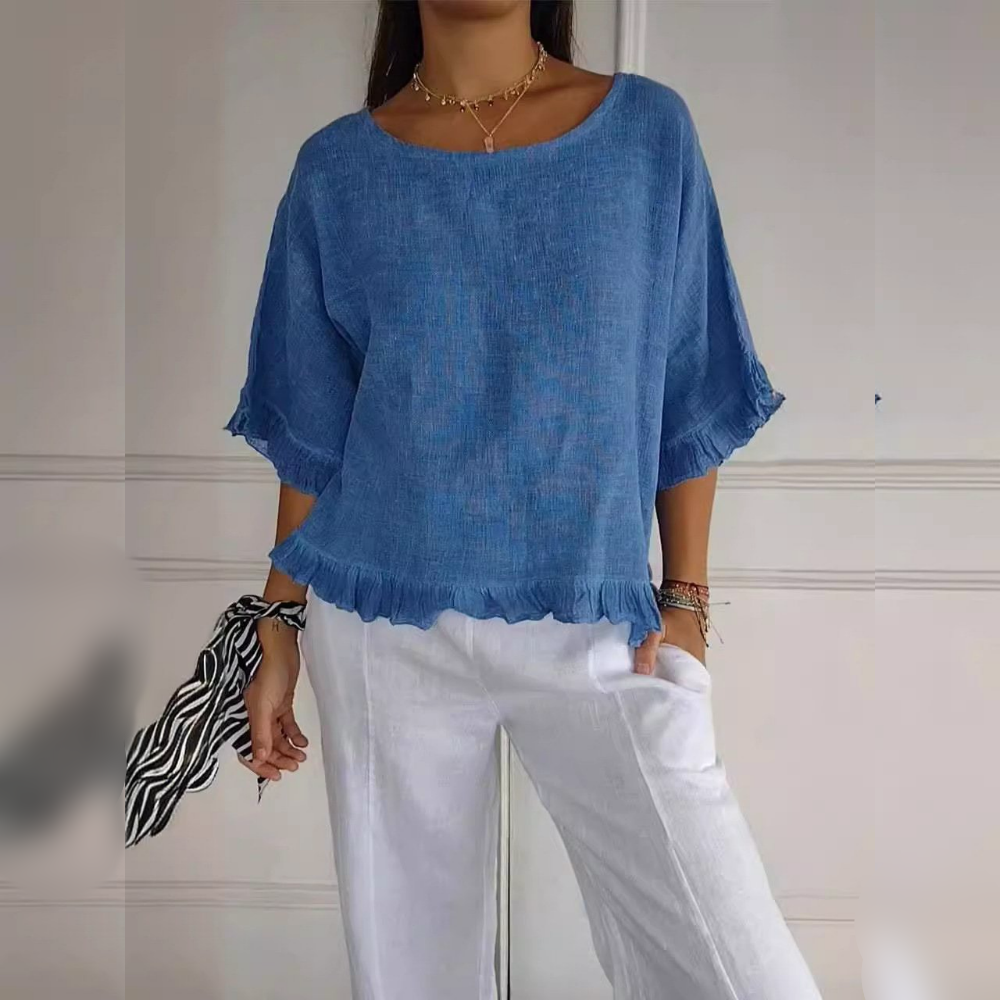 Azure Coast Ruffle Blouse – Women’s fashion piece