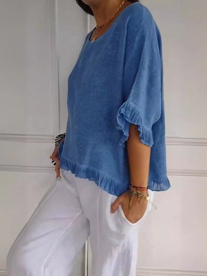 Azure Coast Ruffle Blouse