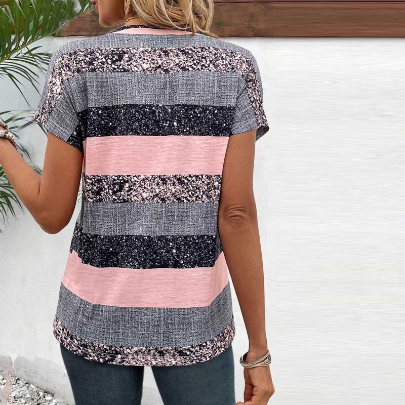 Luna Striped Button Tee – Women’s fashion piece